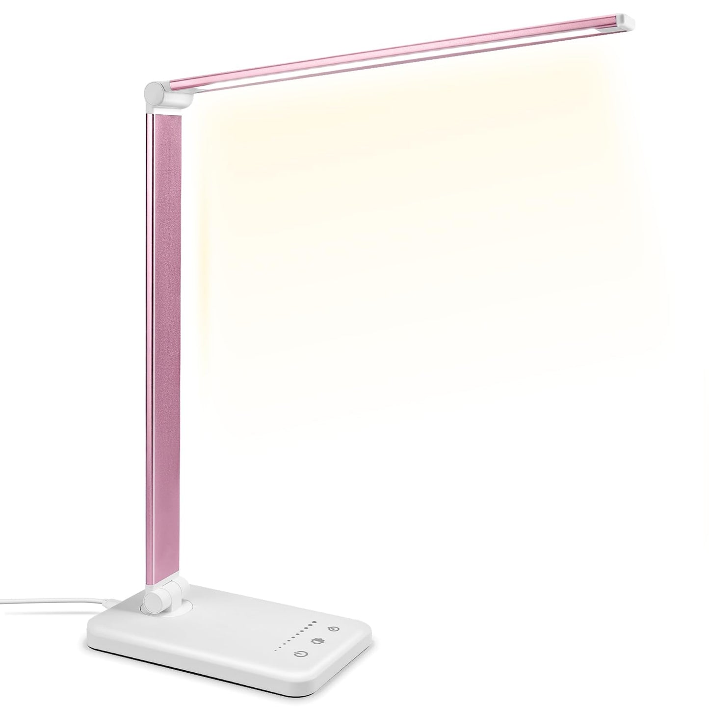 LED Desk Lamp with Wireless Charger, USB Charging Port, 10 Brightness, 5 Color Modes, Desk Lamps for Home Office, Dimmable Table Lamp Eye Caring Reading Light, Touch Control, Auto Timer, Black