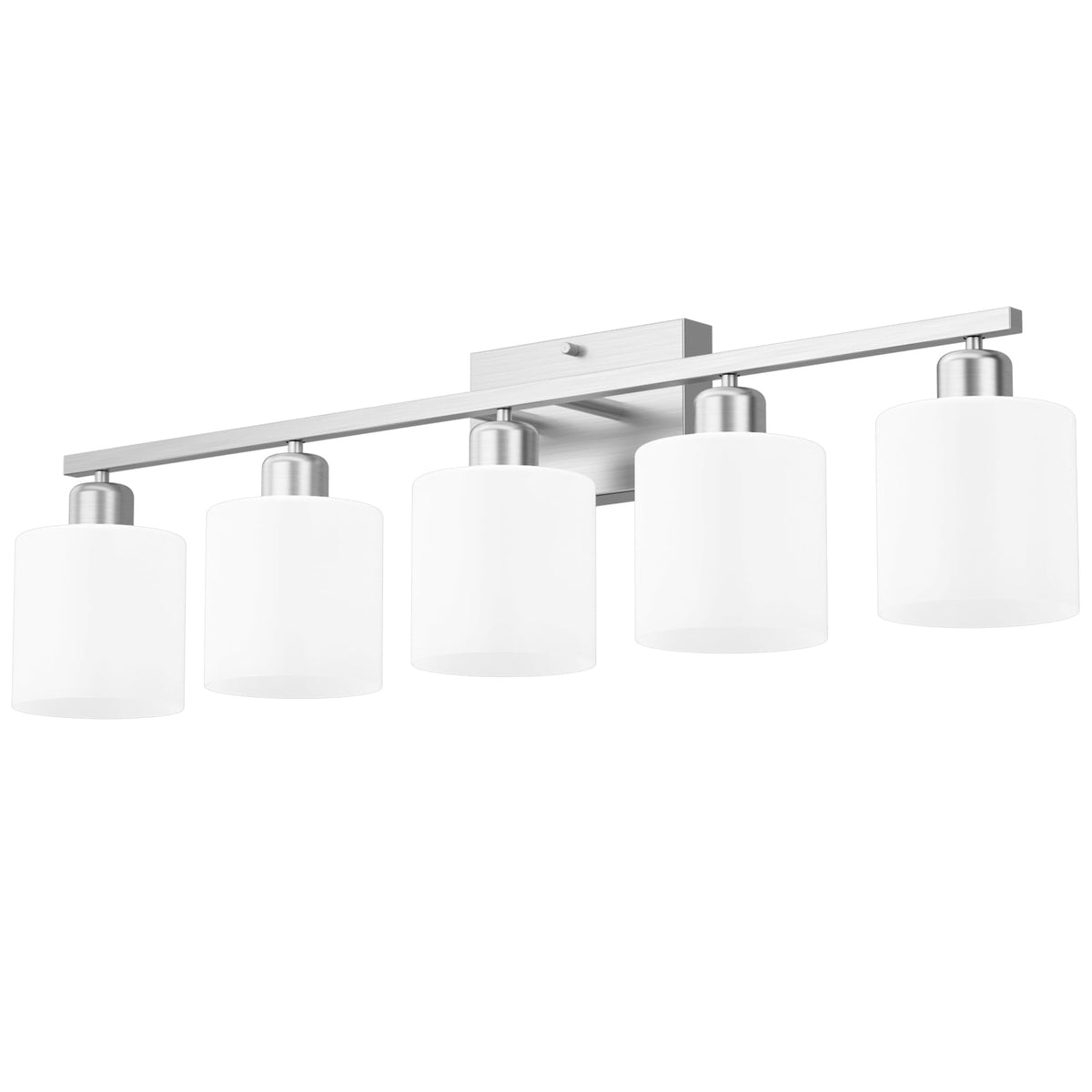 18 Inches Bathroom Light Fixtures Over Mirror Brushed Nickel | Anti-Rust 3-Light Vanity Lights Over Mirror, E26 Standard Socket, Milky White Glass Shades, Bulbs Not Included