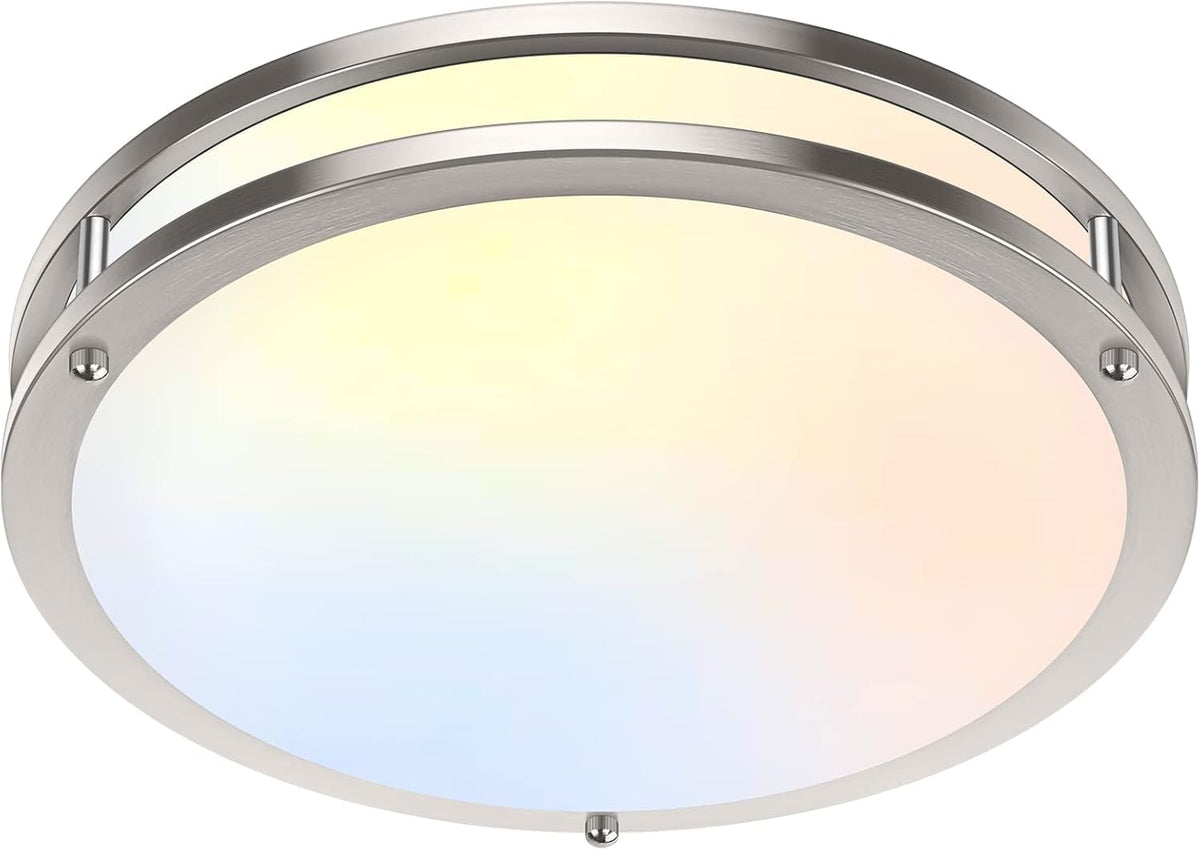 36W LED Ceiling Lights 3600lm Super Bright, Flush Mount Light Fixtures | Dimmable, 6500K/5000K/4000K/3000K/2700K Adjusted Modern Ceiling Lights 2PACK, 13in Ceiling Lamps for Bedroom Kitchen, Nickle