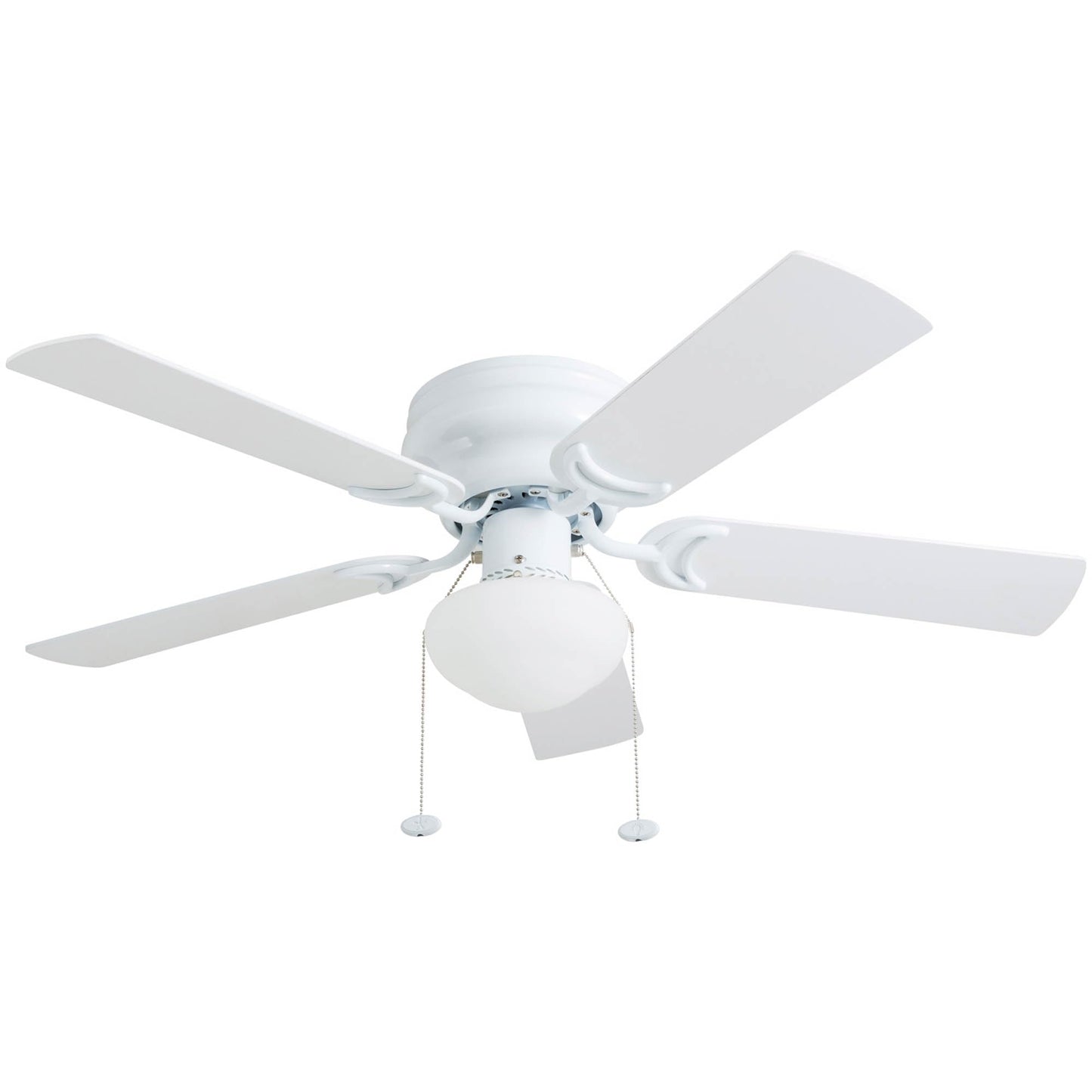 Prominence Home Alvina 42 Inch Traditional Flush Mount Ceiling Fan with Light, Pull Chain, Dual Finish Blades, Reversible Motor, Brushed Nickel