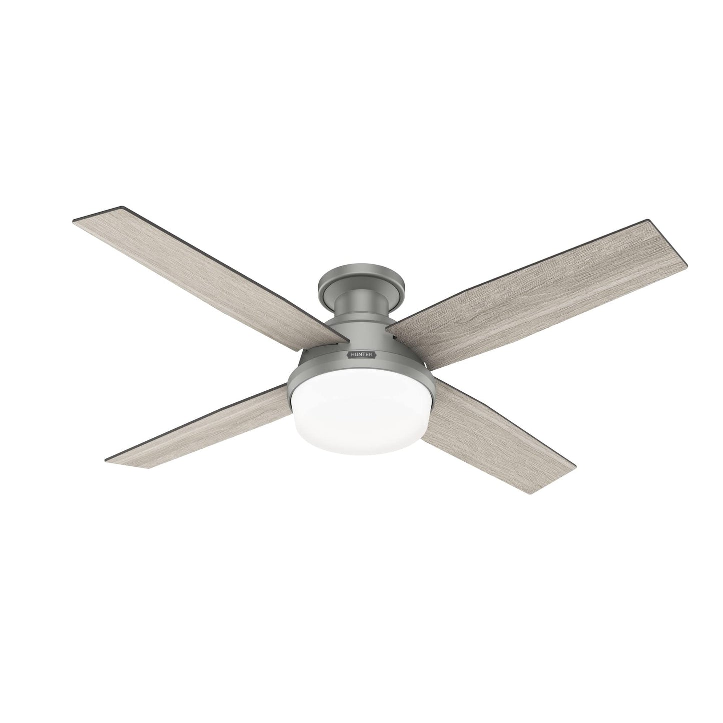 Hunter 44 inch Indoor Ceiling Fan with LED Light and Remote Control - White Modern Ceiling Fan, Low Profile Mount, 4 Blades, For Bedroom, Living Room, or Kitchen, Quiet - Dempsey 59244, Fresh White | with LED Light and Remote Control, Low Profile Mount, 4
