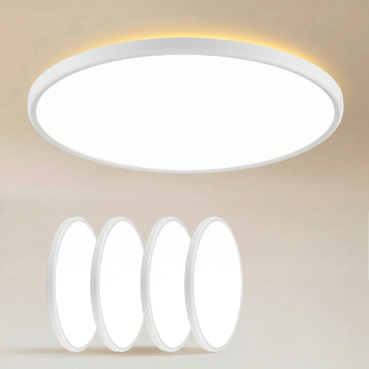 TALOYA 2 Pack 12 Inch LED Flush Mount Ceiling Light Fixture,20W 5CCT | Edge-Lit LED Ceiling Light Fixture for Bedroom,Kitchen,Laundry,Basement,Closet Room,3000K-6500K,100-240V Compatible,White