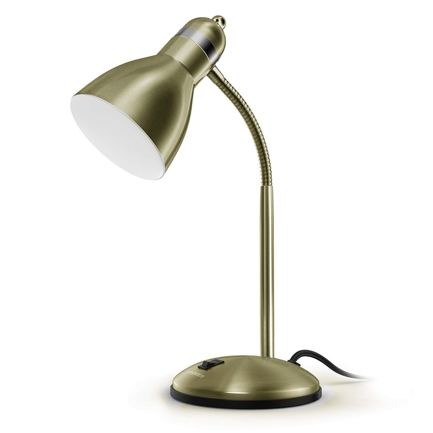 LEPOWER Metal Desk Lamp, Adjustable GooseNeck Reading Light for Bedroom | Compact & Sturdy, Space-Saving for Bedside & Dorm, E26 Table Lamp, Eye-Caring, Ideal for Study, Office, Back to School