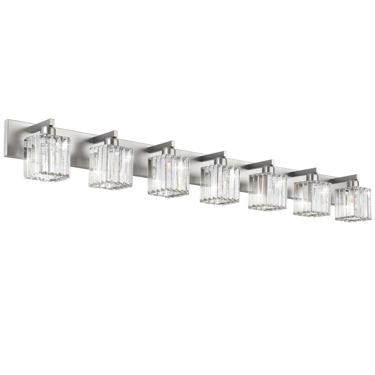 Aipsun Brushed Nickel Vanity Light Bathroom Lighting Fixtures 3 Light Crystal Modern Bathroom Vanity Light (Exclude Bulb)