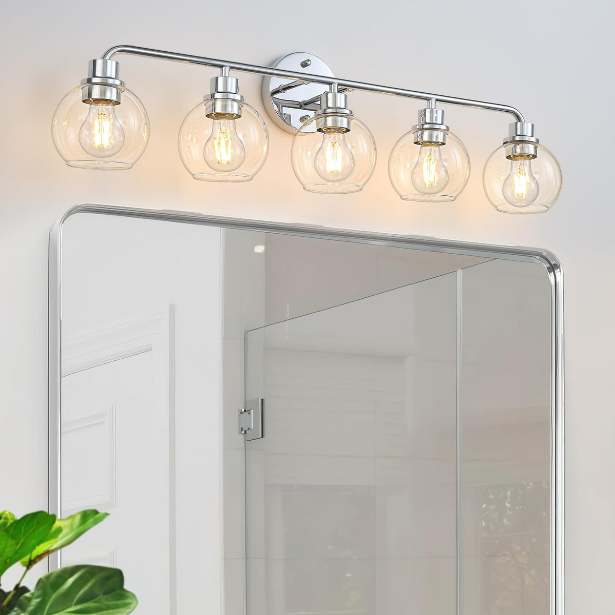 Bathroom Light Fixtures Gold Vanity Light 3 Light Brushed Brass | Wall Sconces Lighting with Clear Globe Glass Shades Bath Wall Lamp for Mirror Kitchen Living Room Bedroom Hallway