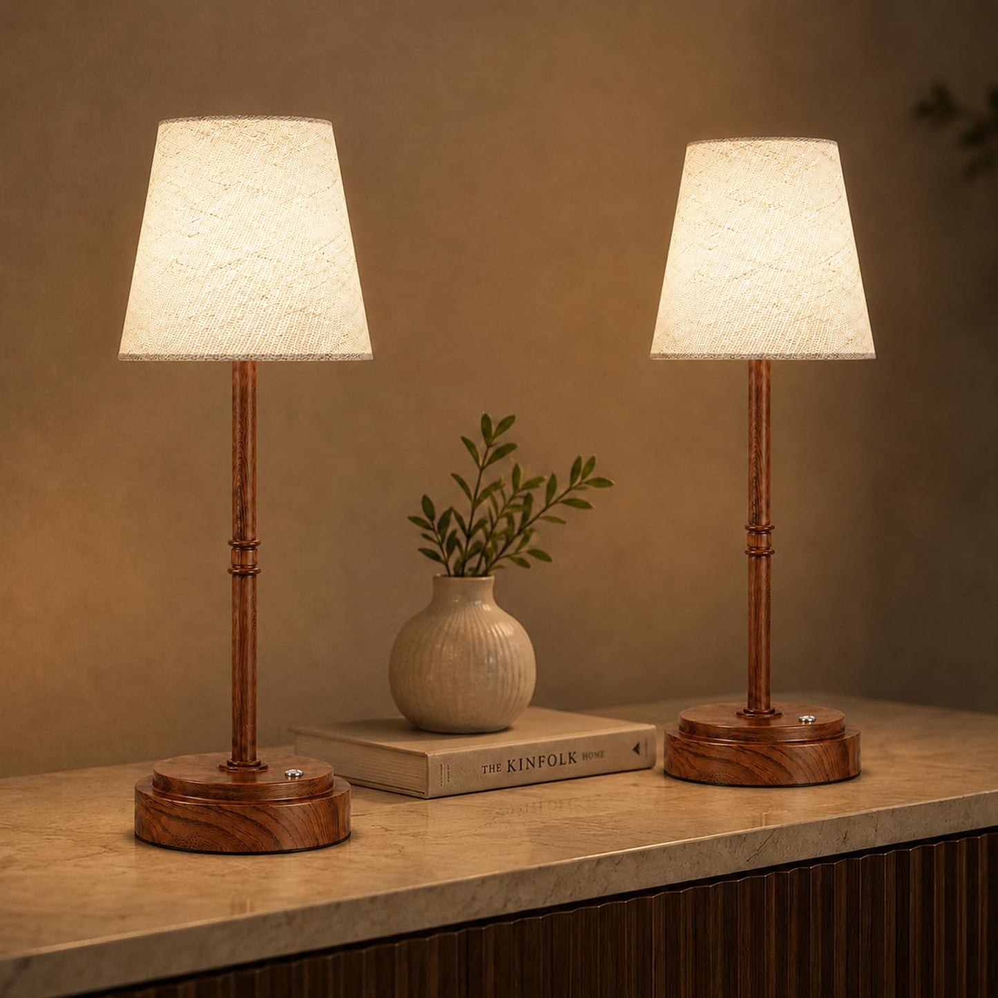 Rechargeable Cordless Table Lamp, Nightstand to End Table,Gold,1 Pack | 6000mAh Battery Operated, 16-Inch Antique Brass Aesthetic, For Kitchen Counter, Bathroom Vanity and Dining Room