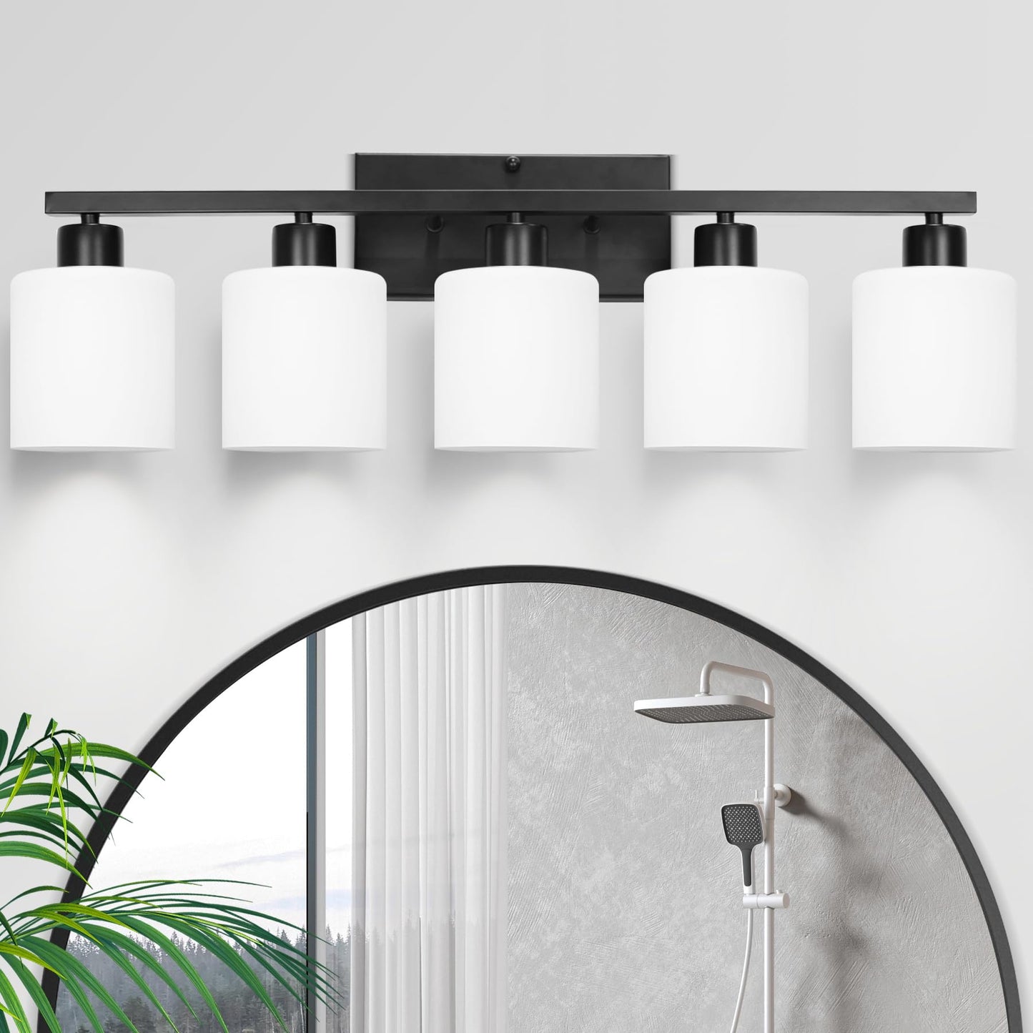 SILAMPDI 2-Light Bathroom Vanity Light Fixtures Over Mirror Brushed Nickel | Modern Milky White Frosted Glass Shades, Anti-Rust Finished, Wall Sconce for Bedroom Restroom, E26 Socket, Easy Installation