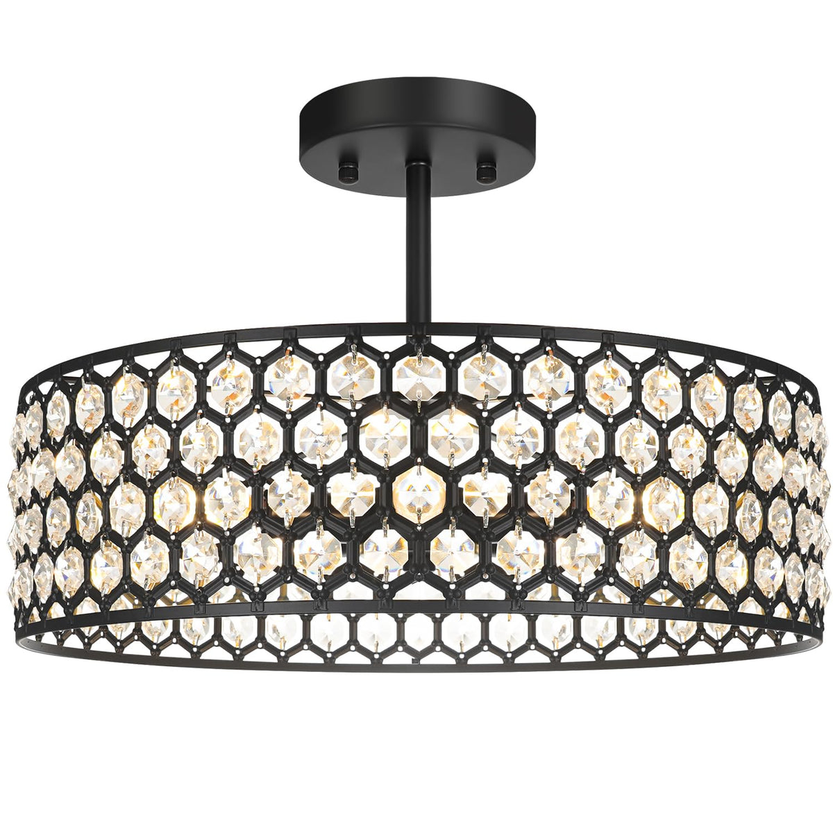 Crystal Ceiling Light Fixture, Modern Semi Flush Mount Ceiling Light, Gold Hallway Lighting Fixtures Chandelier for Kitchen, Close To Ceiling Light Fixtures for Entryway Bedroom, 1-Light, 11Inch