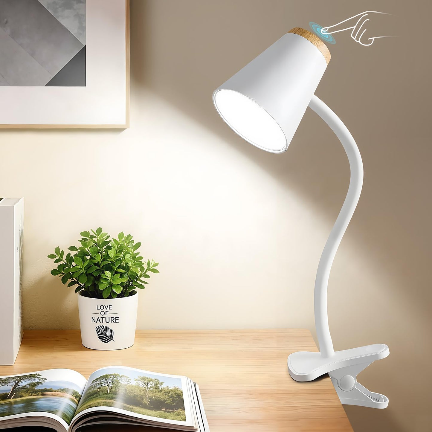 EJIAXIN Desk Lamps for Home Office - Small LED Desk Lamp Touch Dimmable Reading Light for College Dorm Room - Adjustable Flexible Gooseneck Table Lamp for Bedside Bedroom Nightstand Pink