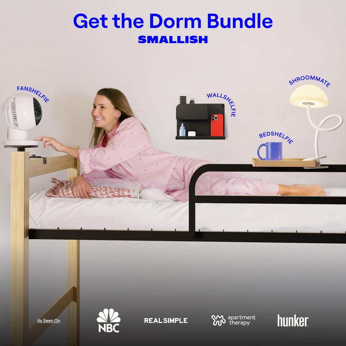 Shroommate Dorm Room Essential Clip On Bed Light - Headboard and Bedside Table Lamp, Flexible Reading Lamp, Night Light for Kids Nursery, Clip on for Desk, MultiColor LEDs, Adapter Included (Black)