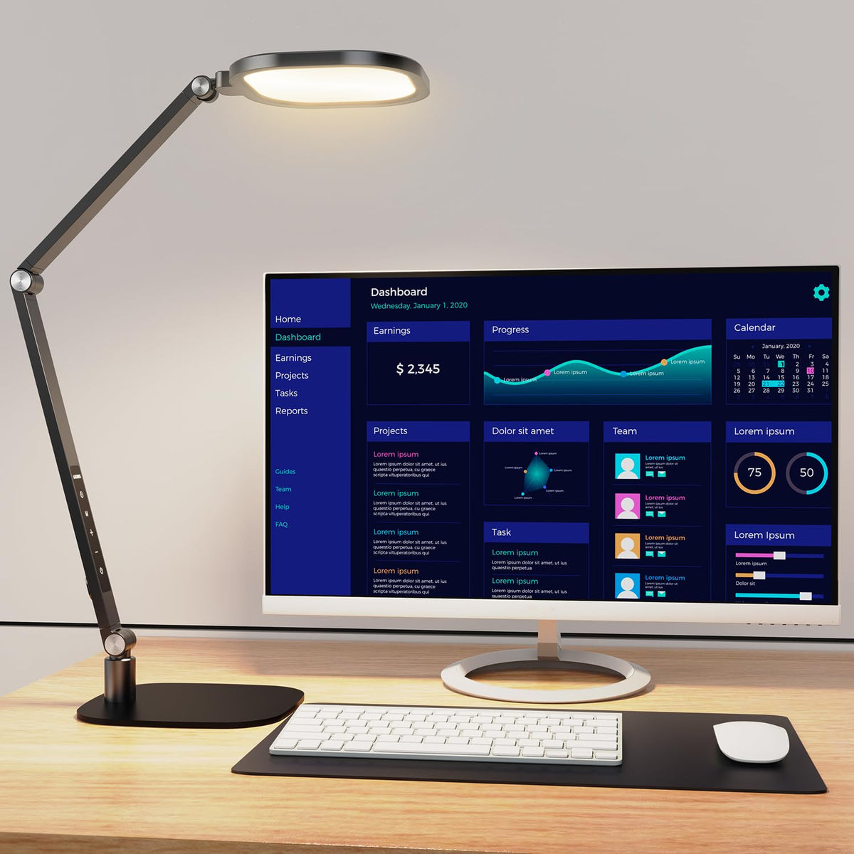 LED Desk Lamp for Home Office, Soft Edge-lit Design - Modern Style | Eye-Caring Diffused Light, Professional Computer Light for Reading, Crafts & Zoom, Dimmable with 30 Modes, Memory & Timer