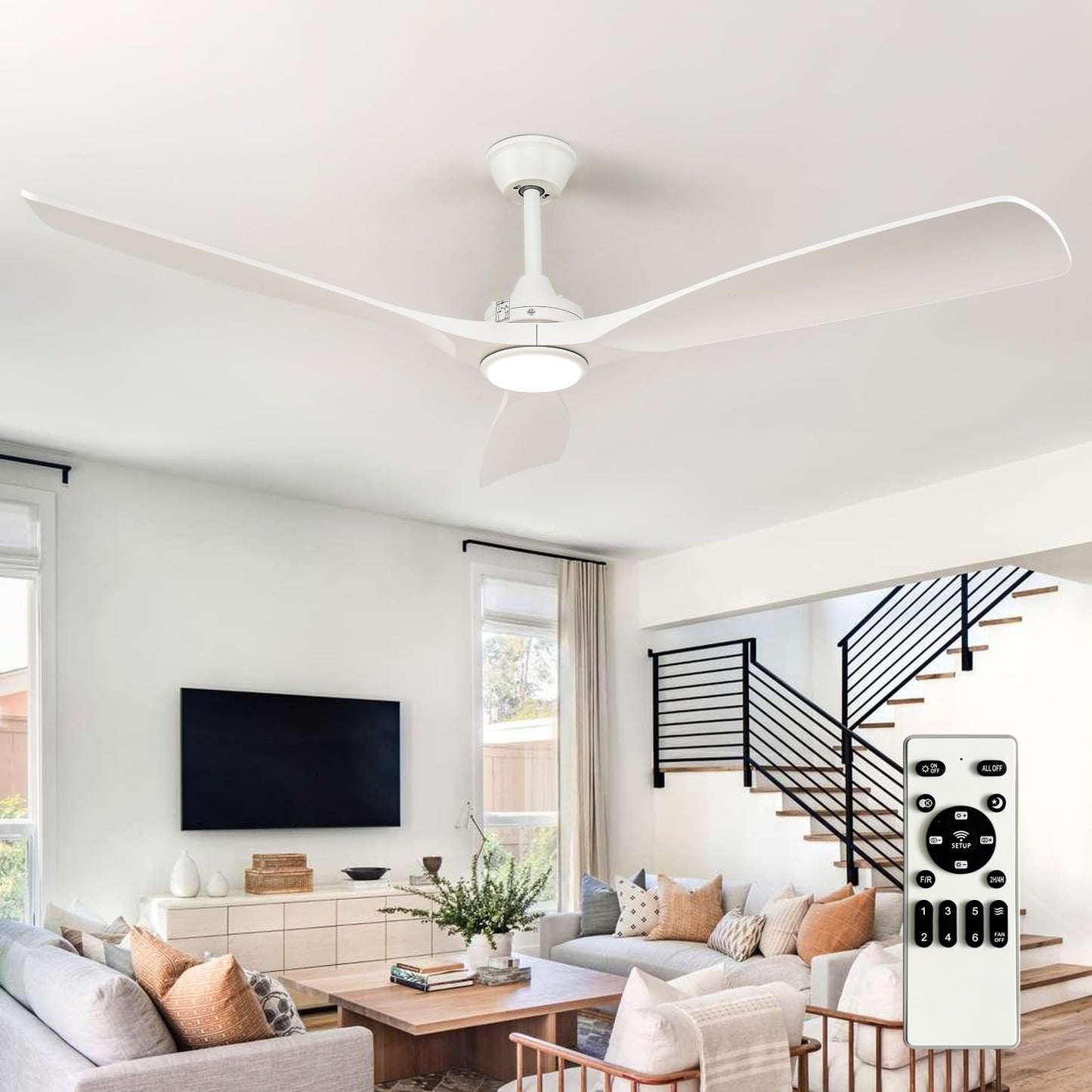 Depuley 52-Inch Ceiling Fan with Light: Black 3 Blade Outdoor Fans for Patios - Dimmable Indoor Fan with Remote Control Fandelier for Living Room Bedroom Porch Quiet Motor Reversible 6 Speed Timer