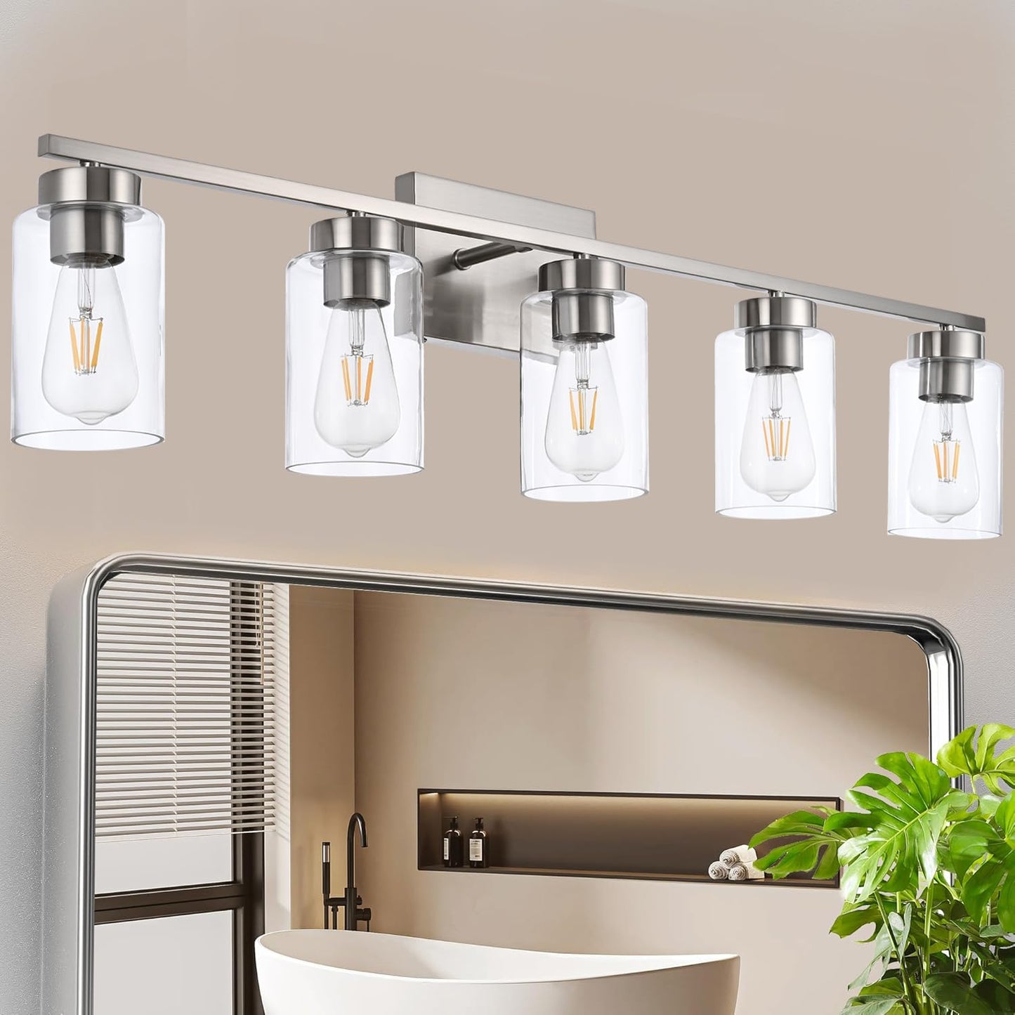 3-Light Bathroom Vanity Light, Modern Brushed Gold Wall Lights with Clear Glass Shades, Bathroom Wall Sconce Lamp for Mirror Living Room Bedroom Hallway