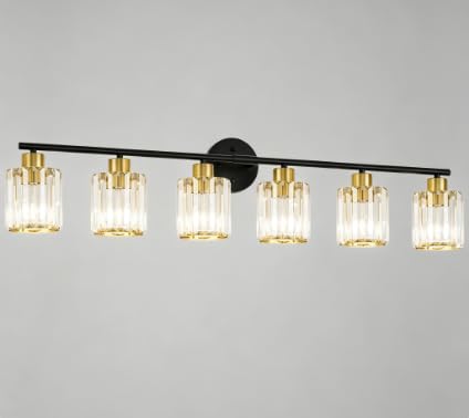Modern Brushed Nickel Crystal Bathroom Light Fixtures,3-Light | Bathroom Lighting Fixtures over Mirror,Vanity Lights for Mirror, Restroom(Ceramic E26 Socket,Bulbs Not Include)