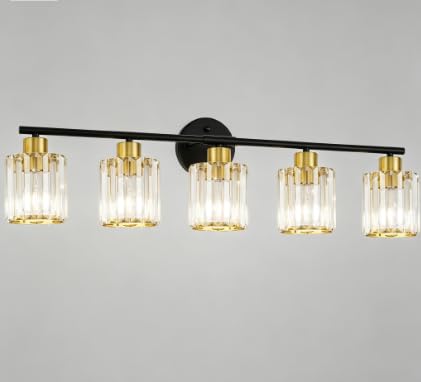 Modern Brushed Nickel Crystal Bathroom Light Fixtures,3-Light | Bathroom Lighting Fixtures over Mirror,Vanity Lights for Mirror, Restroom(Ceramic E26 Socket,Bulbs Not Include)