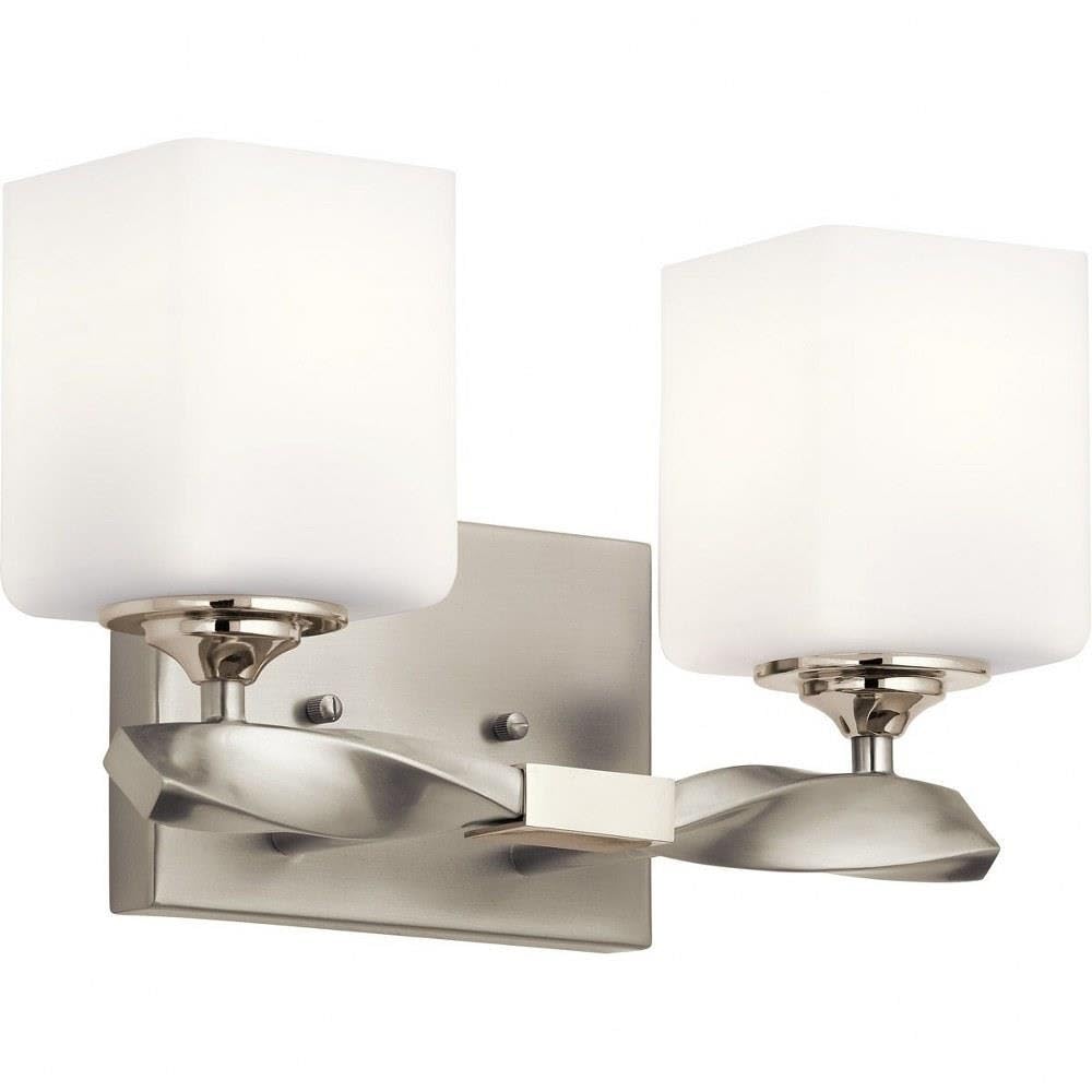 Kichler Marette 3-Light Bathroom Vanity Light, Champagne Bronze | Satin etched cased opal glass vanity light for bathrooms and powder rooms (23" x 8.25" x 6"), 55002CPZ