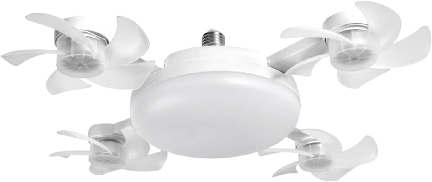 Ceiling Fan with Light and Remote E26 E27 3 Speeds 3 Colors 2 Timers Quiet Foldable Modern LED Drone Fan Light socket fan for Living Room Bedroom (4 Head)