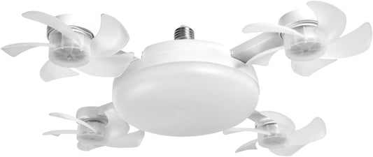 Ceiling Fan with Light and Remote E26 E27 3 Speeds 3 Colors 2 Timers Quiet Foldable Modern LED Drone Fan Light socket fan for Living Room Bedroom (4 Head)