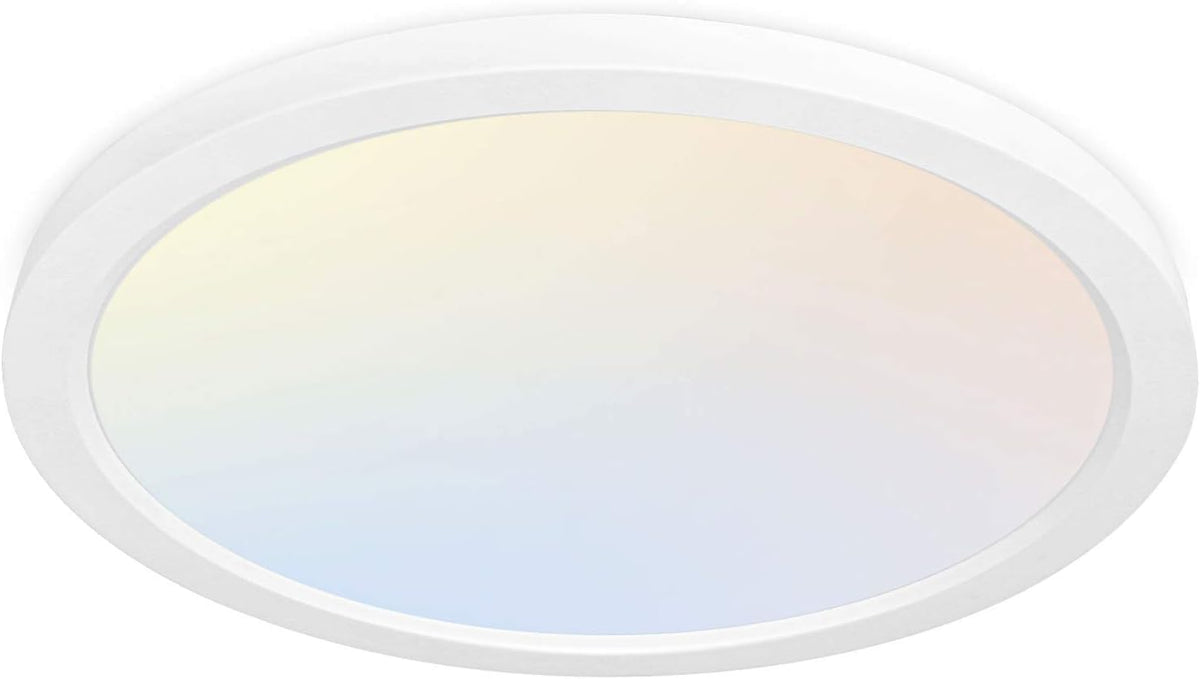 hykolity 12 Inch LED Round Flat Panel Light,3CCT,3000K/4000K/5000K | 24W Selectable CCT Edge-Lit Flush Mount Ceiling Light Fixture for Kitchen,Bedroom,Laundry and Closet Room,Black