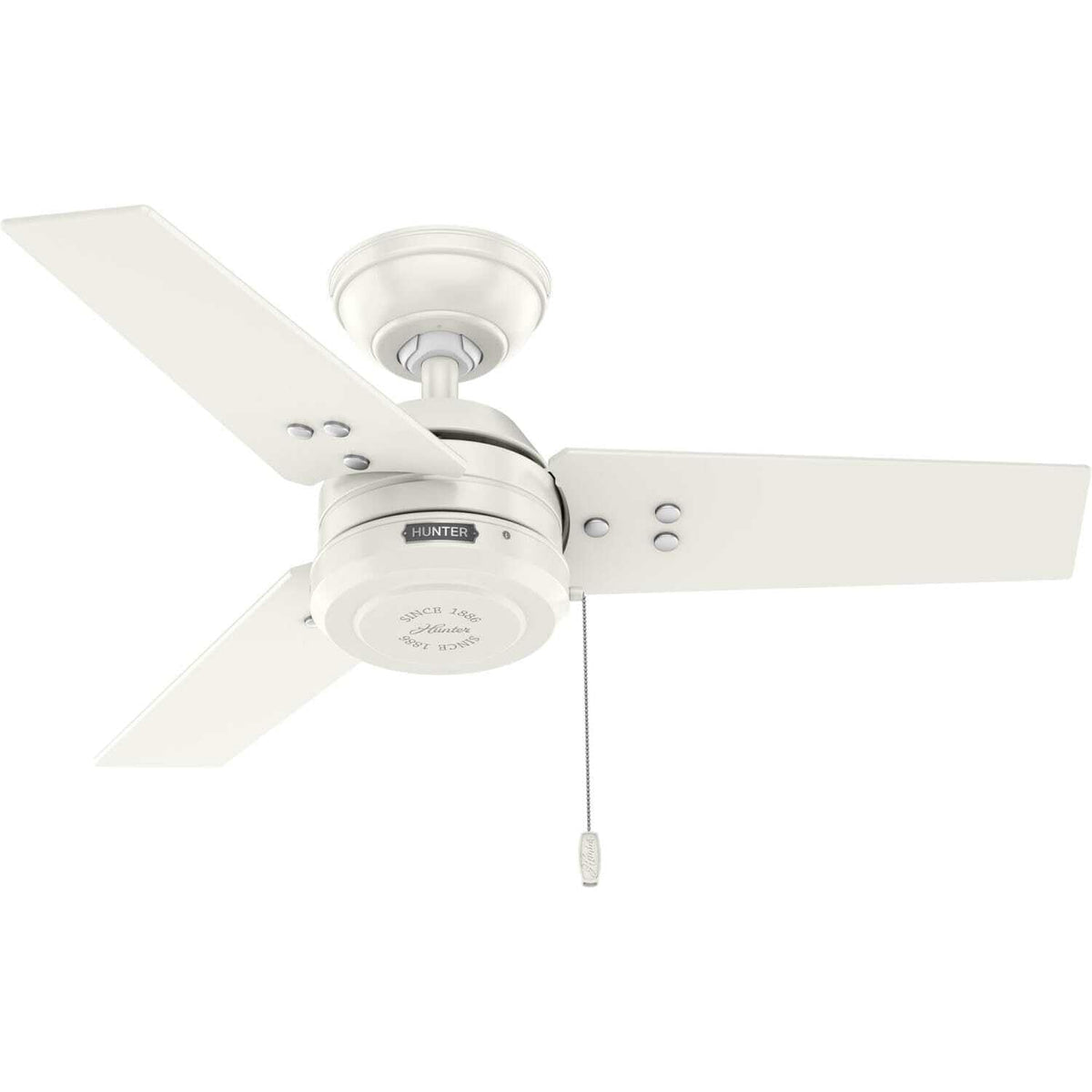 Hunter Cassius, Outdoor or Indoor, Ceiling Fan, 52 inch, Matte Black | No Light, Standard Mount, Pull Chain, 3 Blades, For Living Room, Patio, Porch, Garage, 59264