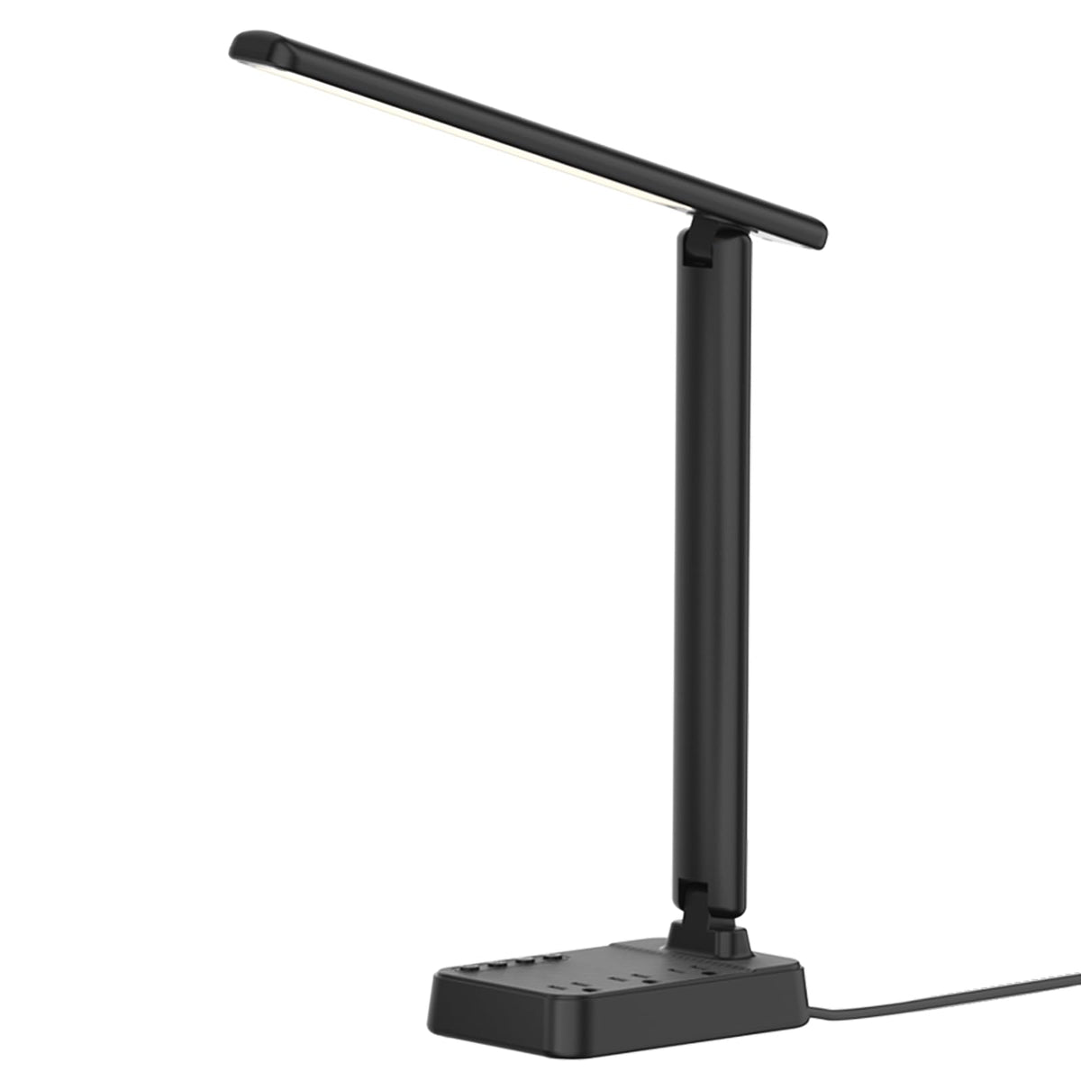 LED Desk Lamp with Power Strip, 3 AC Outlets, 4 USB Ports, Stepless Dimming | 2800K-6500K Color, 2 USB-C, Foldable Design, Timer & Memory, Study, Home Office & College Dorm