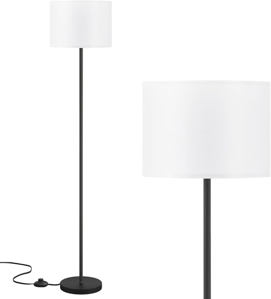Modern Floor Lamp Simple Design with White Shade & Foot Pedal Switch | 60" Black Floor Lamp(Without Bulb), Tall Lamps for Living Room Bedroom Office Dining Room Kitchen
