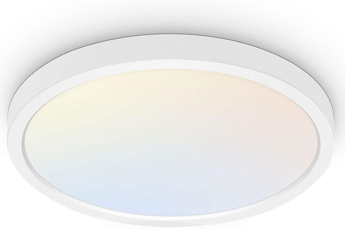 hykolity 12 Inch LED Round Flat Panel Light,3CCT,3000K/4000K/5000K | 24W Selectable CCT Edge-Lit Flush Mount Ceiling Light Fixture for Kitchen,Bedroom,Laundry and Closet Room,Black