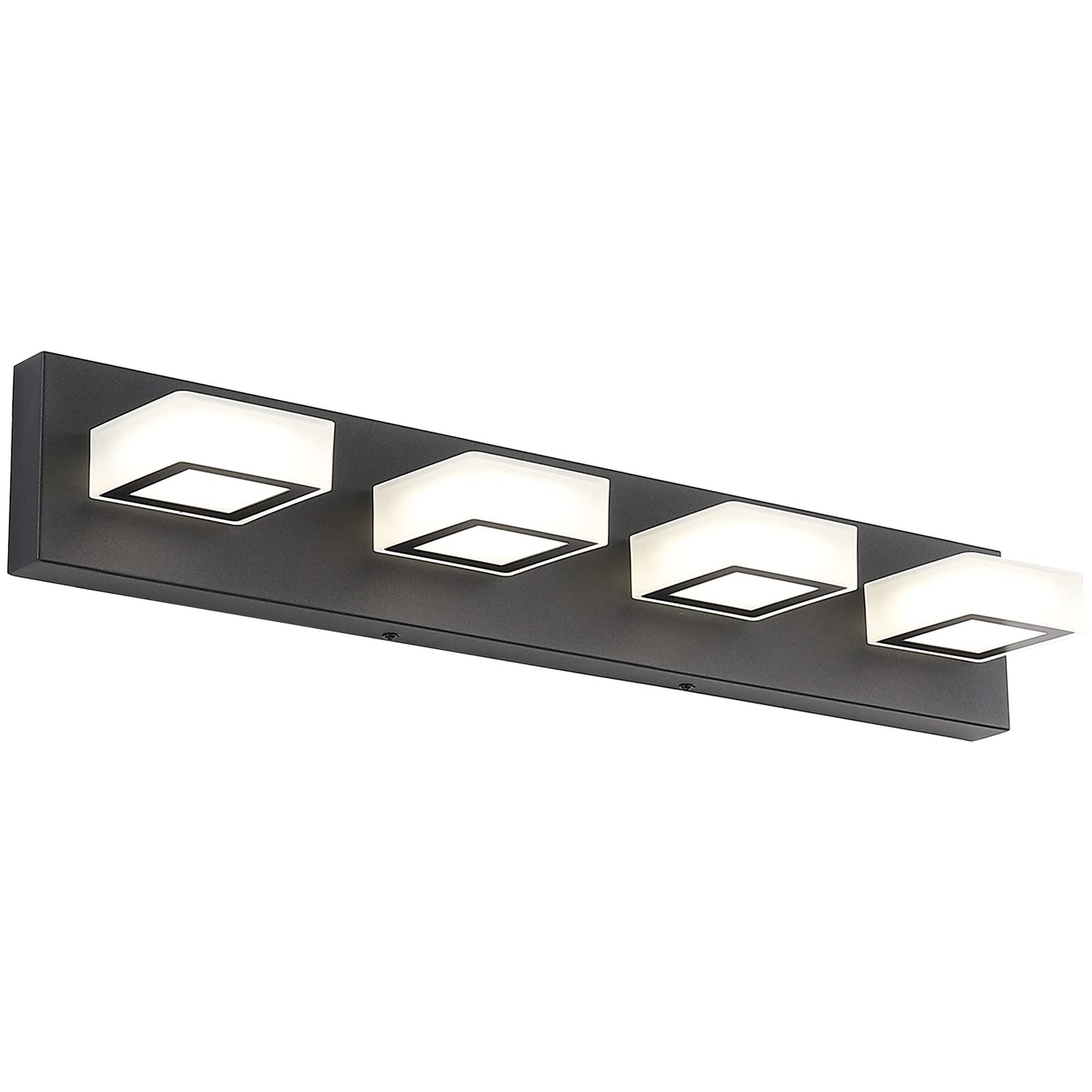 Ralbay LED Black 4 Lights Acrylic Lighting Fixtures Modern Matte Black Bathroom Vanity Lights