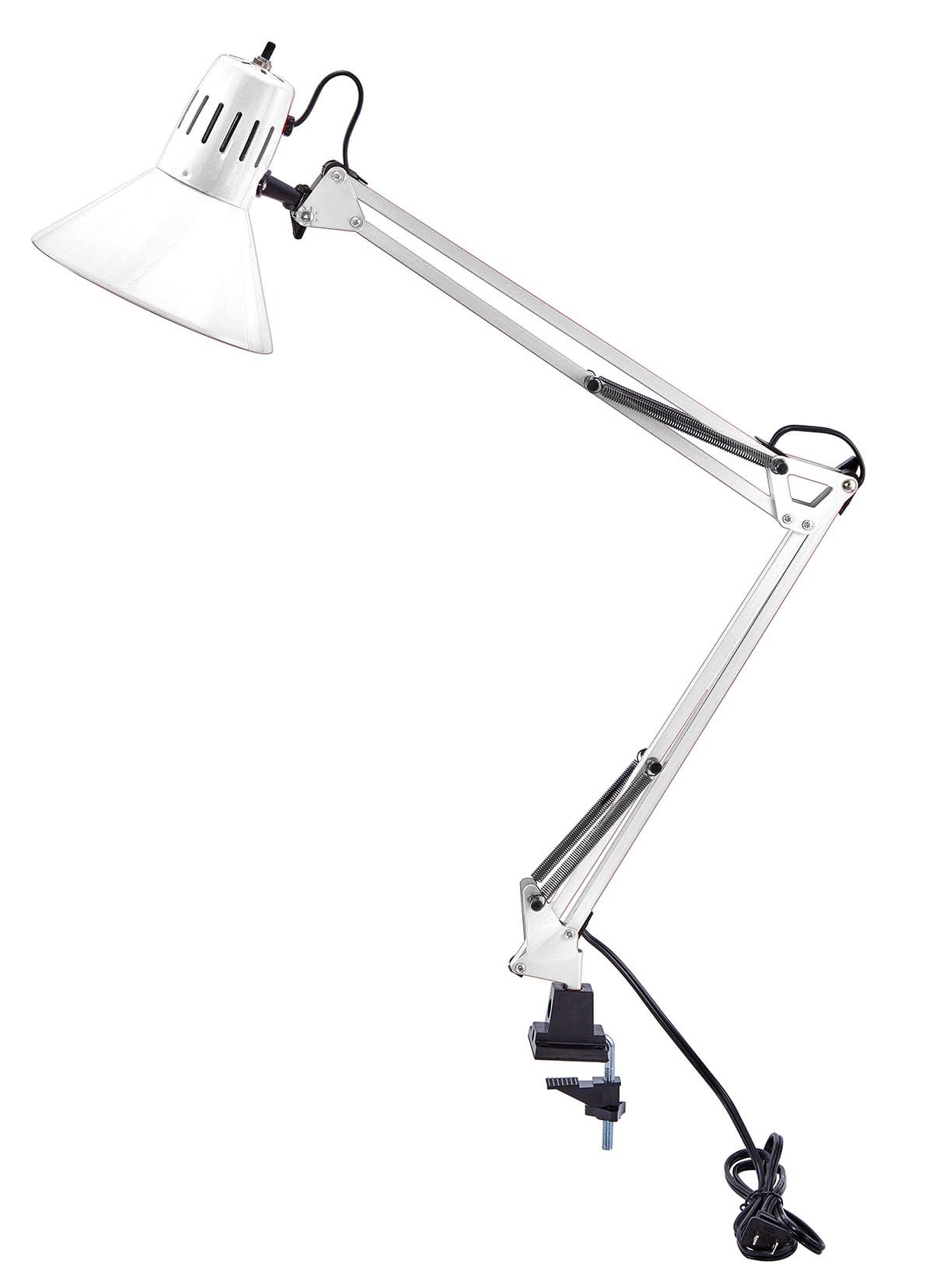 Bostitch Office VLF100D Swing Arm Desk Lamp, Metal, 36" Reach with Multi-Joint Adjustment, Includes Replaceable LED Bulb (VLF), Black
