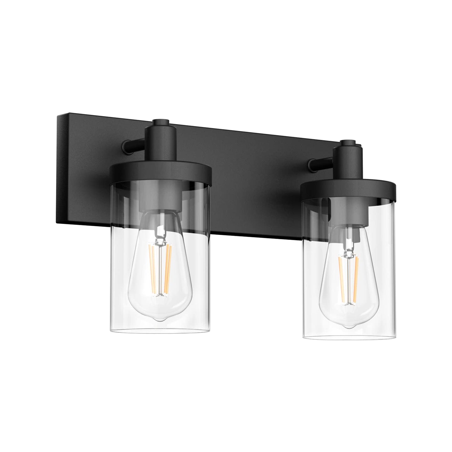 Aipsun Black Vanity Light for Bathroom 3 Light Farmhouse Bathroom Lights Fixtures Over Mirror with Clear Glass Shade(Exclude Bulb)