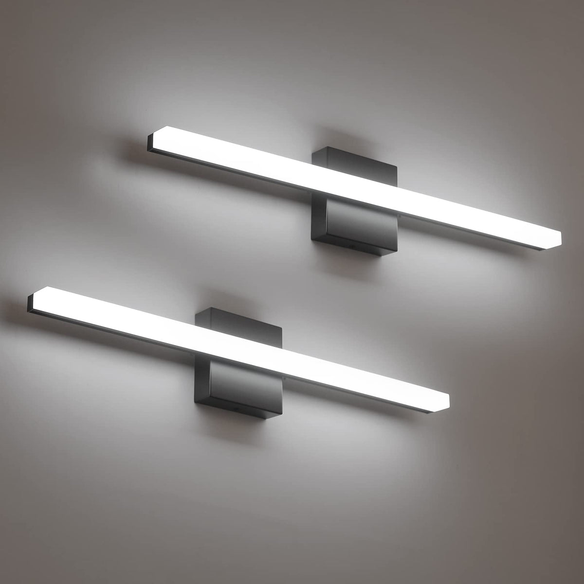 Black Bathroom Light Fixtures Over Mirror Lighting Gentle, 9W 16 Inch Modern LED Small Vanity Lamp Bar IP44 Slim Linear Bath Wall Sconces for Restroom Indoor Cool White 6000K