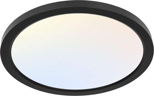 hykolity 12 Inch LED Round Flat Panel Light,3CCT,3000K/4000K/5000K | 24W Selectable CCT Edge-Lit Flush Mount Ceiling Light Fixture for Kitchen,Bedroom,Laundry and Closet Room,Black