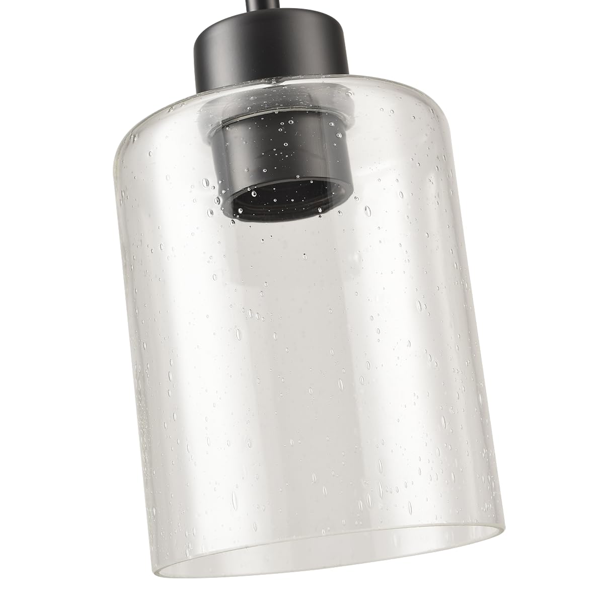 Modern Black Farmhouse Clear Glass Cylinder Pendant Light Fixture,Island Lights for Kitchen,Mini Pendant Lighting for Kitchen Island Decor - 4.75 Inch Shade 58 Inch Cord (Black 2 Pack)