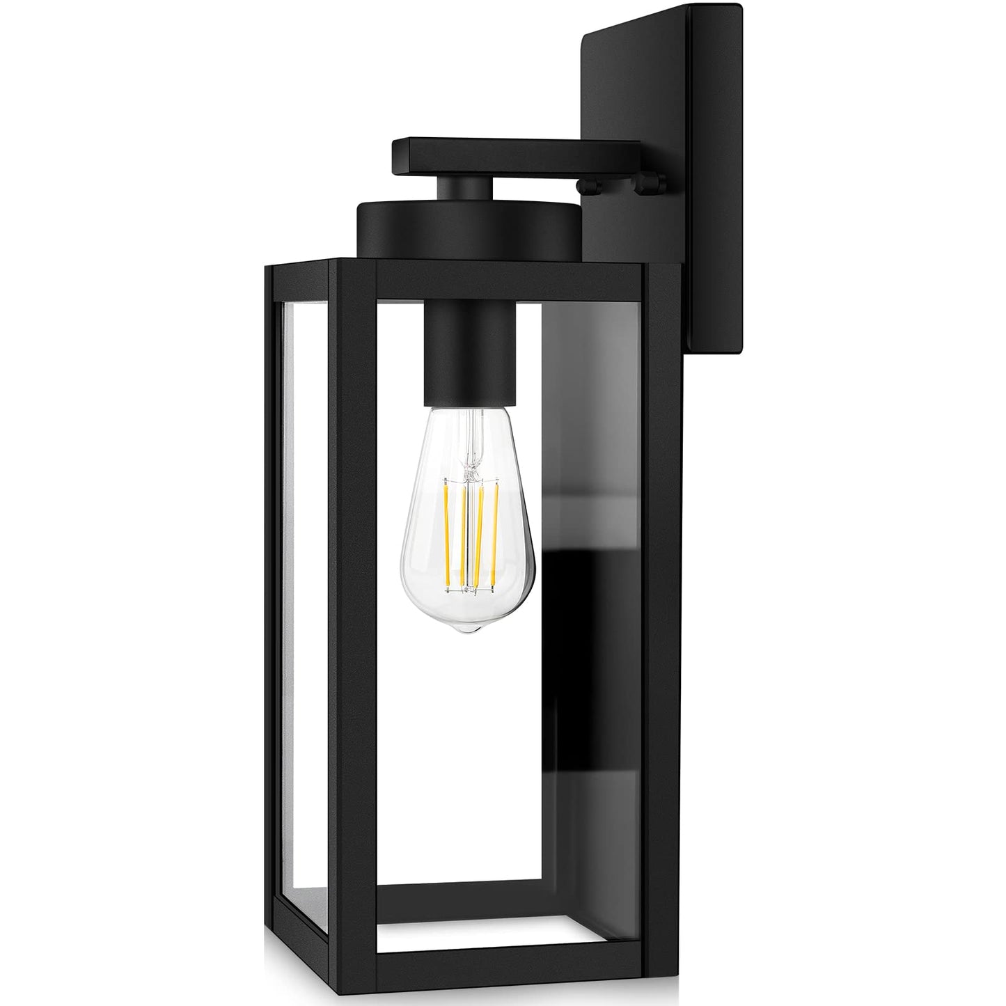 Outdoor Wall Light Fixture, Modern Outside Porch Sconce, Black | Waterproof, Rust-Resistant, Durable Metal with Clear Glass, Standard E26 Socket, Easy to Install