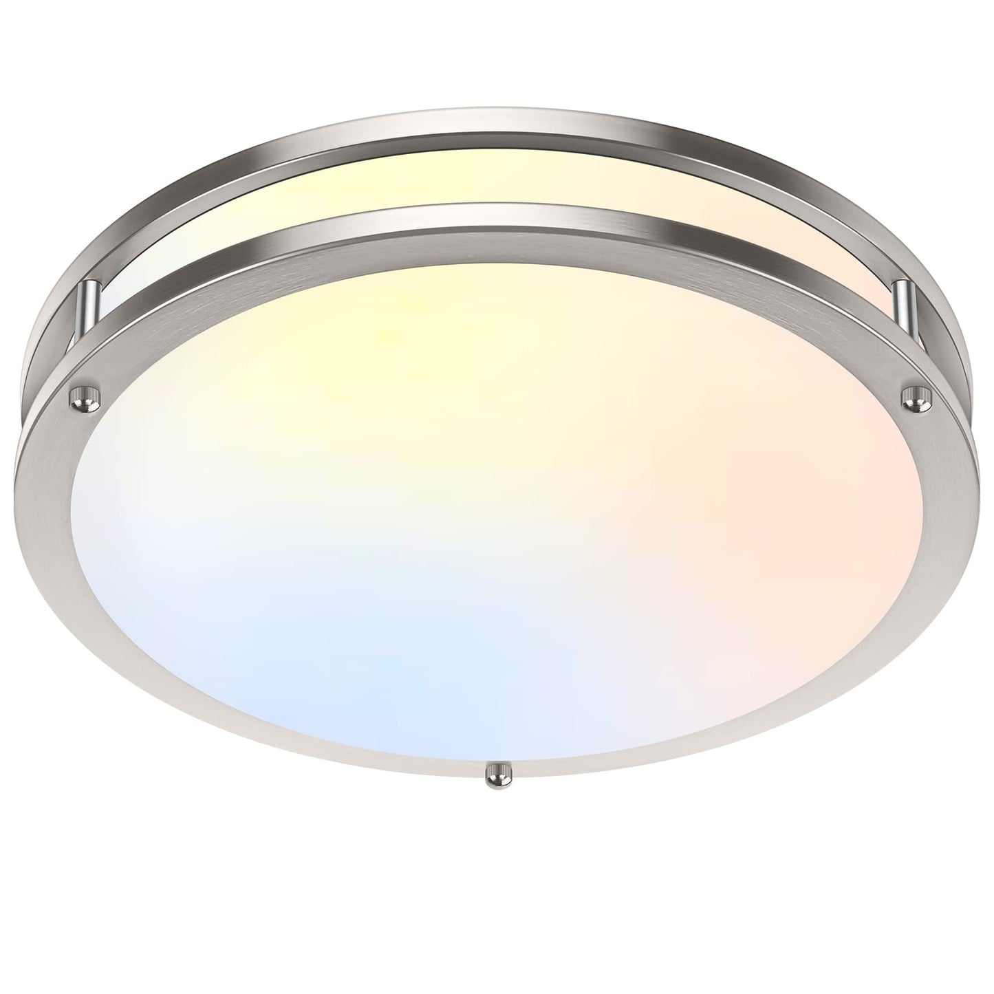 36W LED Ceiling Lights 3600lm Super Bright, Flush Mount Light Fixtures | Dimmable, 6500K/5000K/4000K/3000K/2700K Adjusted Modern Ceiling Lights 2PACK, 13in Ceiling Lamps for Bedroom Kitchen, Nickle