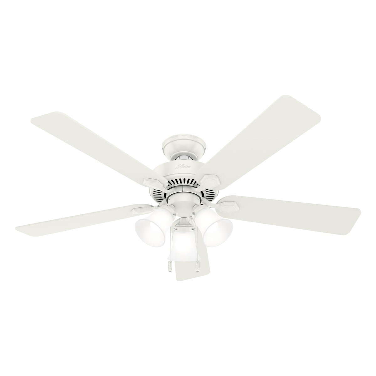 Hunter Swanson, Indoor, Ceiling Fan, with LED Lights, 44 inch, Fresh White | Standard Mount, Pull Chain, 5 Blades, For Bedroom, Living Room, Kitchen, 50885