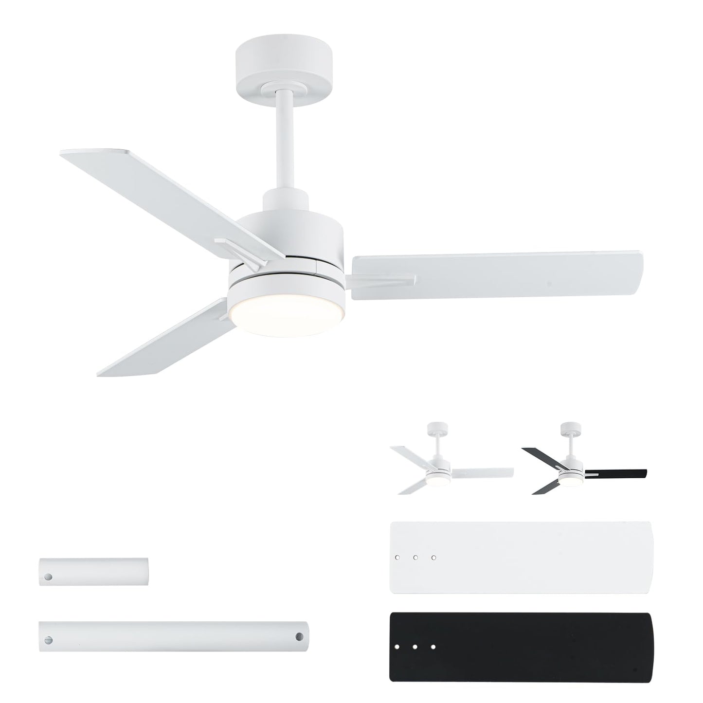 LANMEL Metal Ceiling Fan with Lights and Remote, 42 Inch, Gold & Black | Modern Low Profile Flush Mount, Reversible, 3CCT Dimmable, Quiet, LED, For Bedroom, Living Room, Indoor/Outdoor Patio Use