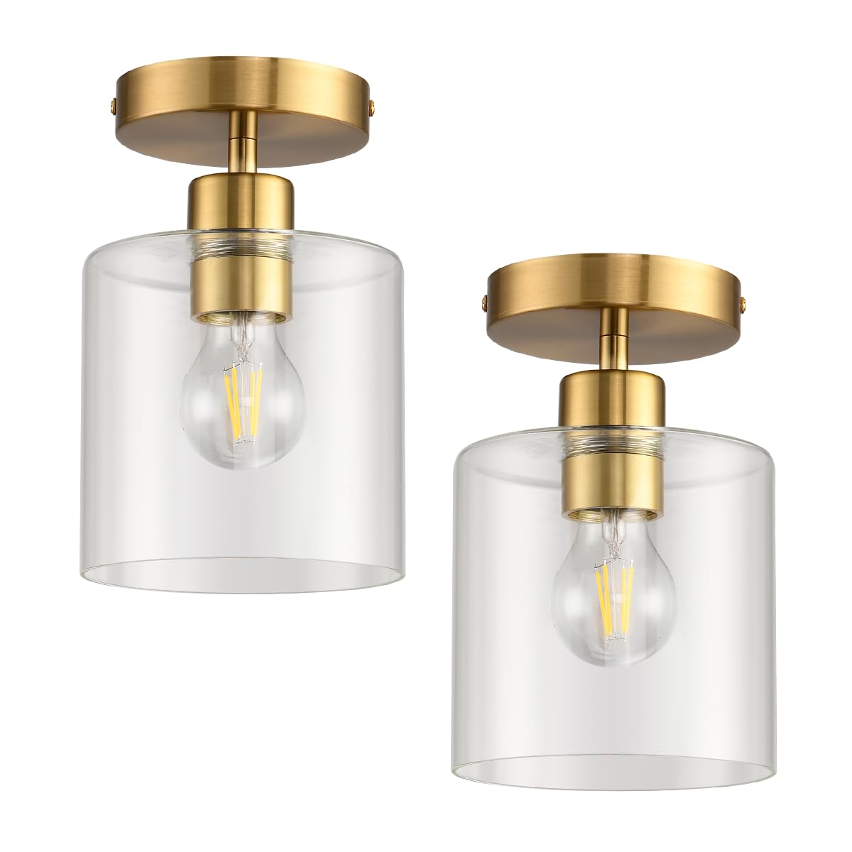 2 Pack Black Modern Semi Flush Mount Ceiling Light,Rustic Ceiling Light Fixture for Closet Hallway Entryway,Hallway Ceiing,Matte Black Finish (6 in)