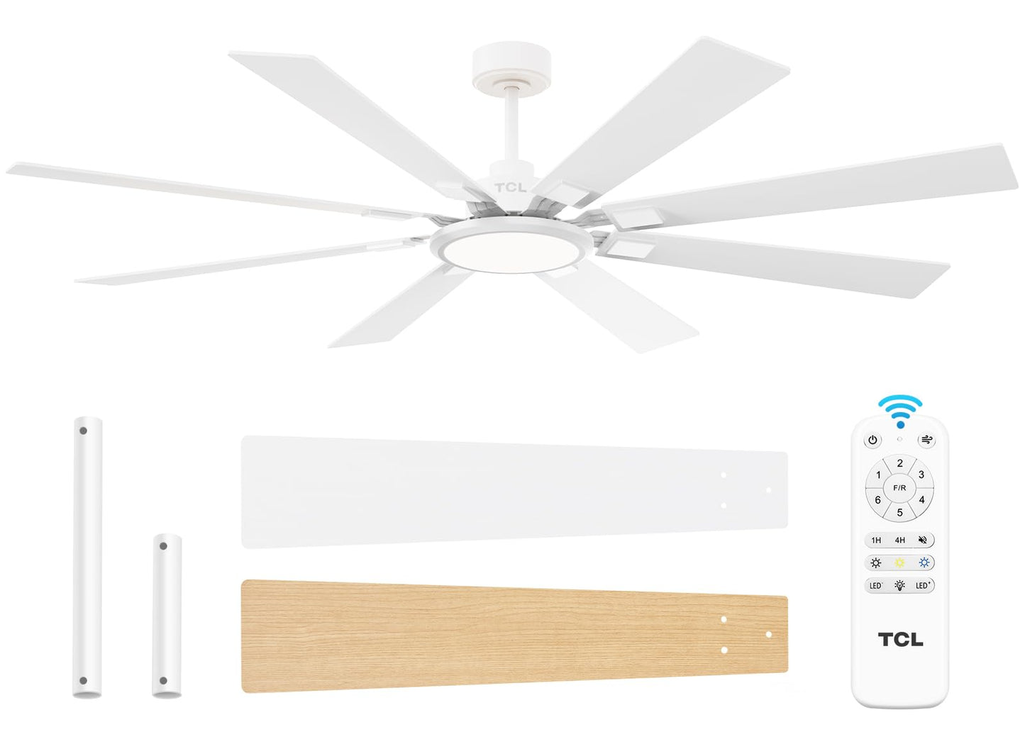 TCL Ceiling Fans with Lights and Remote: 72 Inch 8 Blades Black DC Fan | Quiet Reversible DC Motor, Dimmable Super Bright LED, Noiseless Large Modern Fan for Room, Commercial and Industrial Use