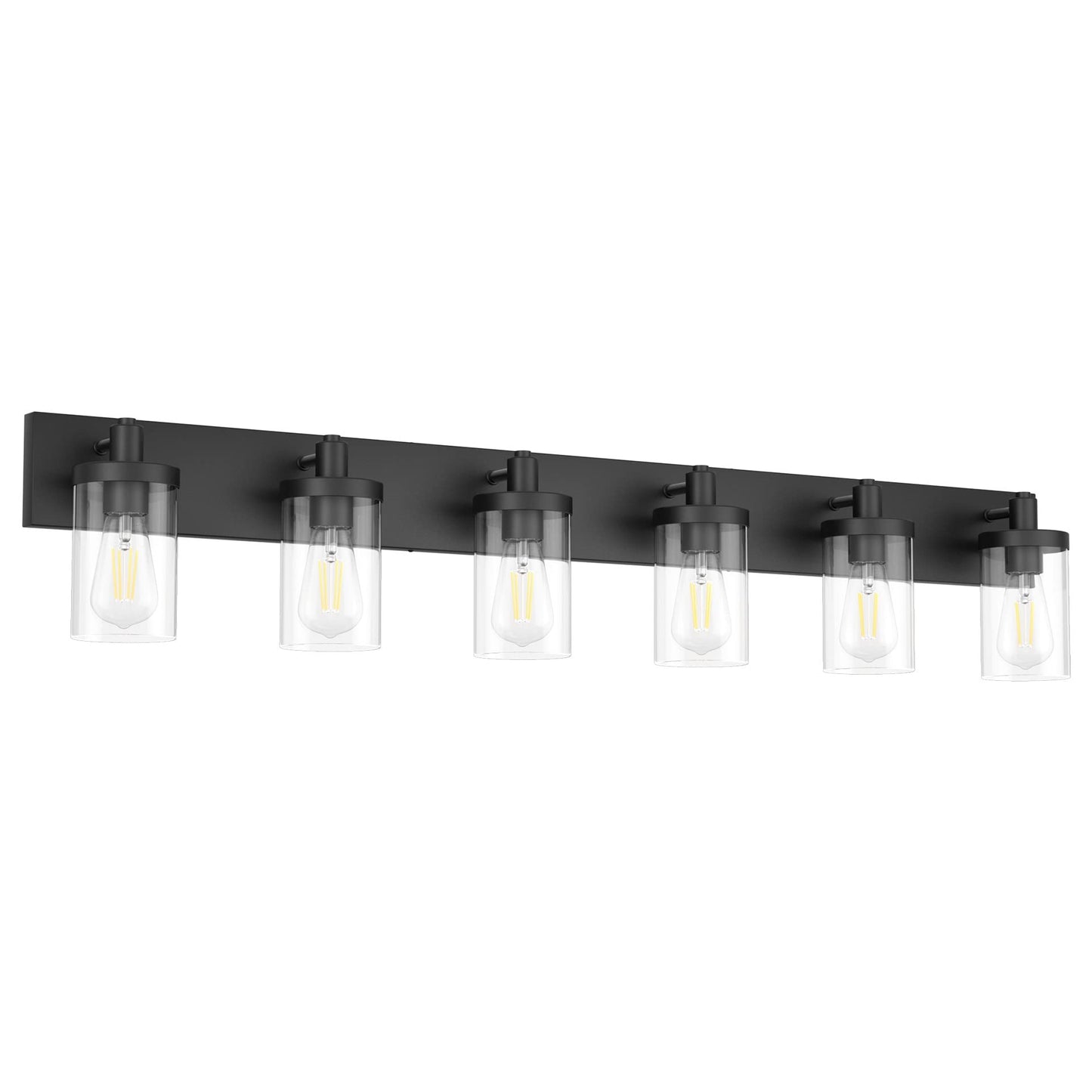 Aipsun Black Vanity Light for Bathroom 3 Light Farmhouse Bathroom Lights Fixtures Over Mirror with Clear Glass Shade(Exclude Bulb)