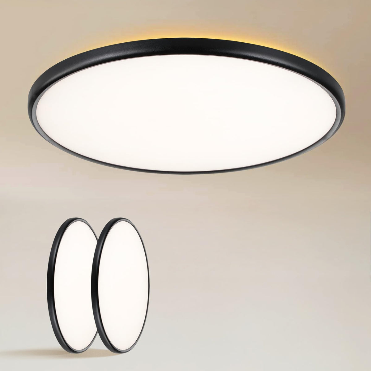 TALOYA 2 Pack 12 Inch LED Flush Mount Ceiling Light Fixture,20W 5CCT | Edge-Lit LED Ceiling Light Fixture for Bedroom,Kitchen,Laundry,Basement,Closet Room,3000K-6500K,100-240V Compatible,White