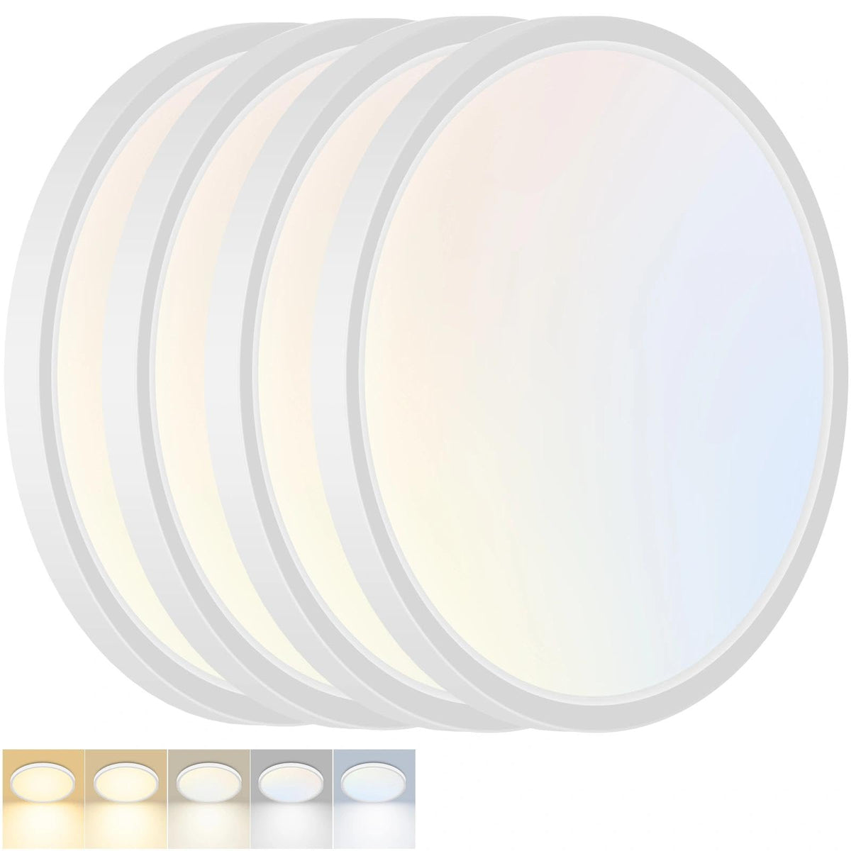 2Pack 12Inch LED Flush Mount Ceiling Light 5 Color Temperatures | 3000K/3500K/4000K/5000K/6500K 24W Black LED Ceiling Light Fixture for Bathroom Closet Kitchen Bedroom Hallway Porch Pantry