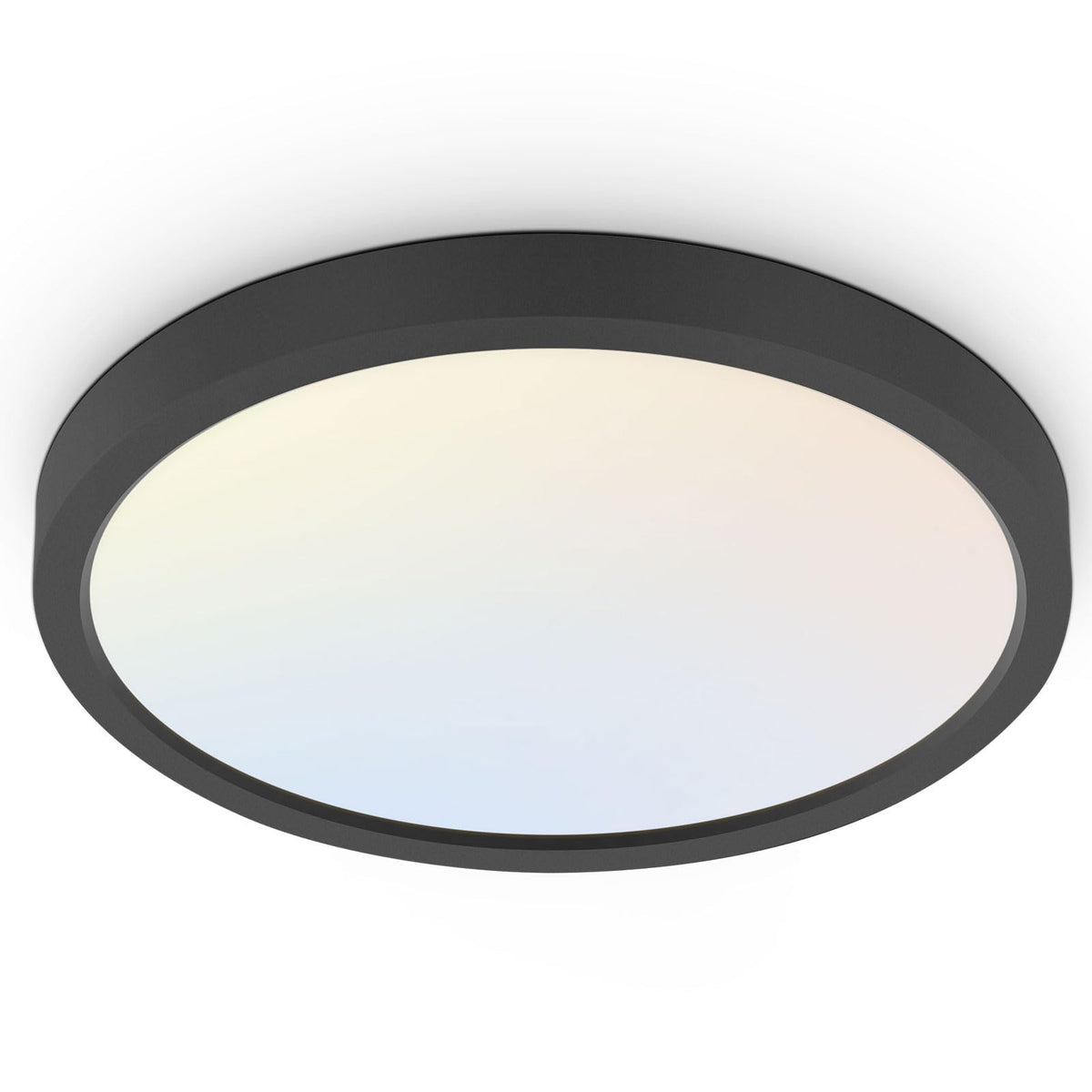 hykolity 12 Inch LED Round Flat Panel Light,3CCT,3000K/4000K/5000K | 24W Selectable CCT Edge-Lit Flush Mount Ceiling Light Fixture for Kitchen,Bedroom,Laundry and Closet Room,Black