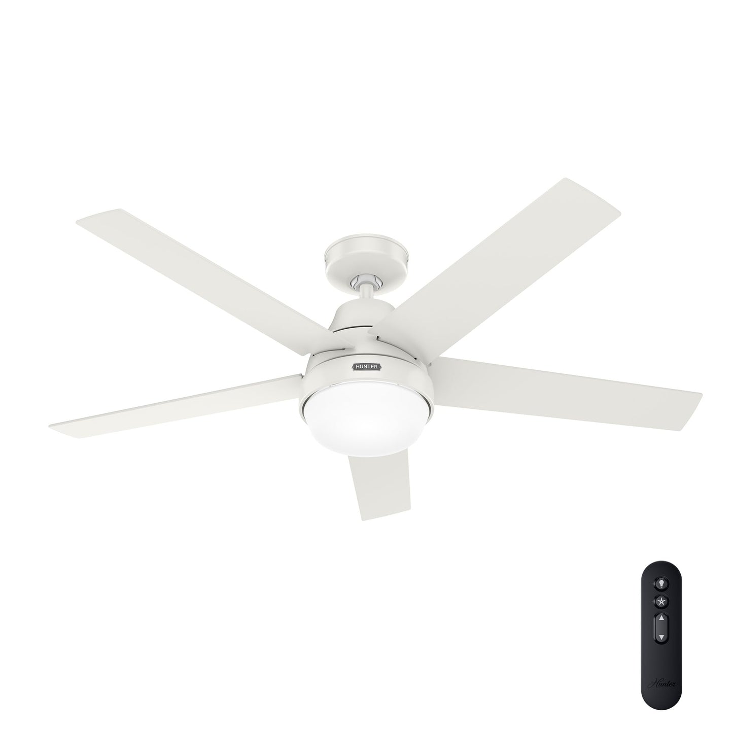 Hunter Aerodyne, Indoor, Ceiling Fan, Smart, Modern, 52 inch, Matte Silver | with LED Light and Remote Control, Standard Mount, 5 Blades, For Bedroom, Living Room, Kitchen, 51315