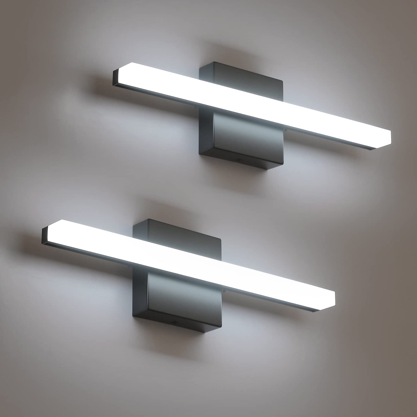Black Bathroom Light Fixtures Over Mirror Lighting Gentle, 9W 16 Inch Modern LED Small Vanity Lamp Bar IP44 Slim Linear Bath Wall Sconces for Restroom Indoor Cool White 6000K