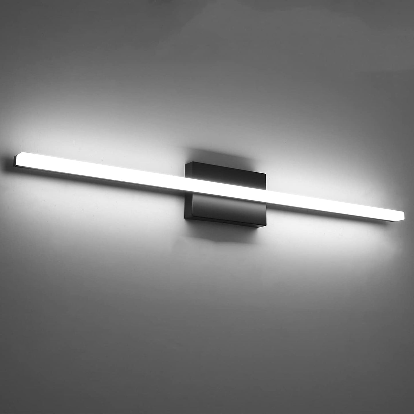 Black Bathroom Light Fixtures Over Mirror Lighting Gentle, 9W 16 Inch Modern LED Small Vanity Lamp Bar IP44 Slim Linear Bath Wall Sconces for Restroom Indoor Cool White 6000K