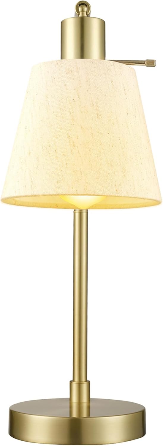 Globe Electric 61000057 16" Desk Lamp, Matte Brass Finish, White Shade, Adjustable Pivot Joint, Rotary Switch on Socket, Modern Lighting for Bedroom or Office, Indoor Lights, E26 Base