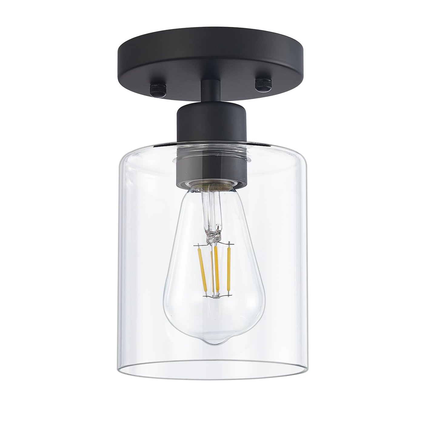 Semi Flush Mount Ceiling Light Kitchen Lighting Fixtures Ceiling Brushed Nickel Kitchen Cieling Light Fixtures with Clear Glass Shade for Dining Room Bedroom Living Room Hallway E26 Scoket