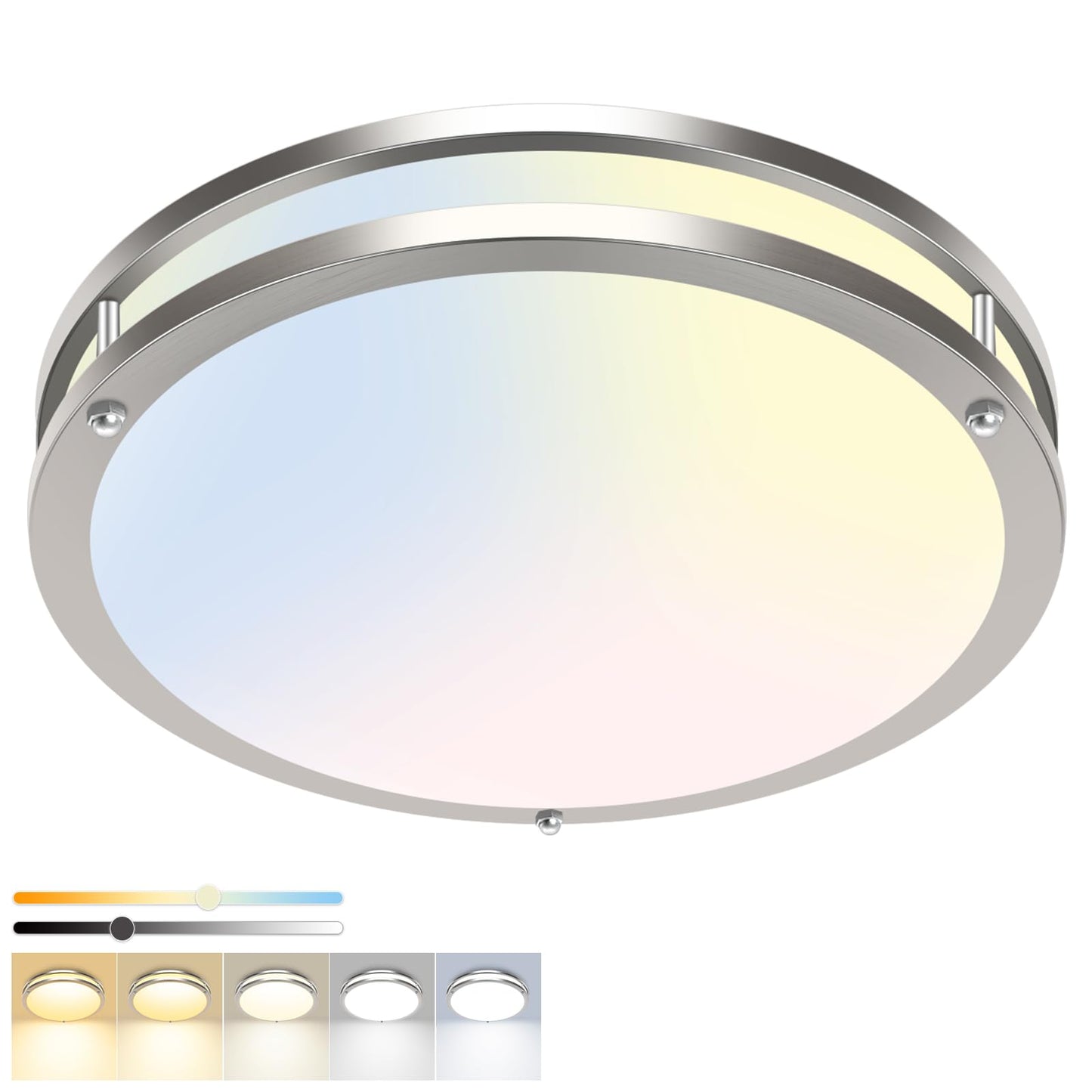 hepside 13inch Flush Mount Ceiling Light Fixture 2 Pack, Dimmable & 5 Color Temperatures Ceiling Light Black, 24W 3000K 3500K 4000K 5000K 6500K Adjustable Ceiling Lamps for Bathroom Bedroom Hallway