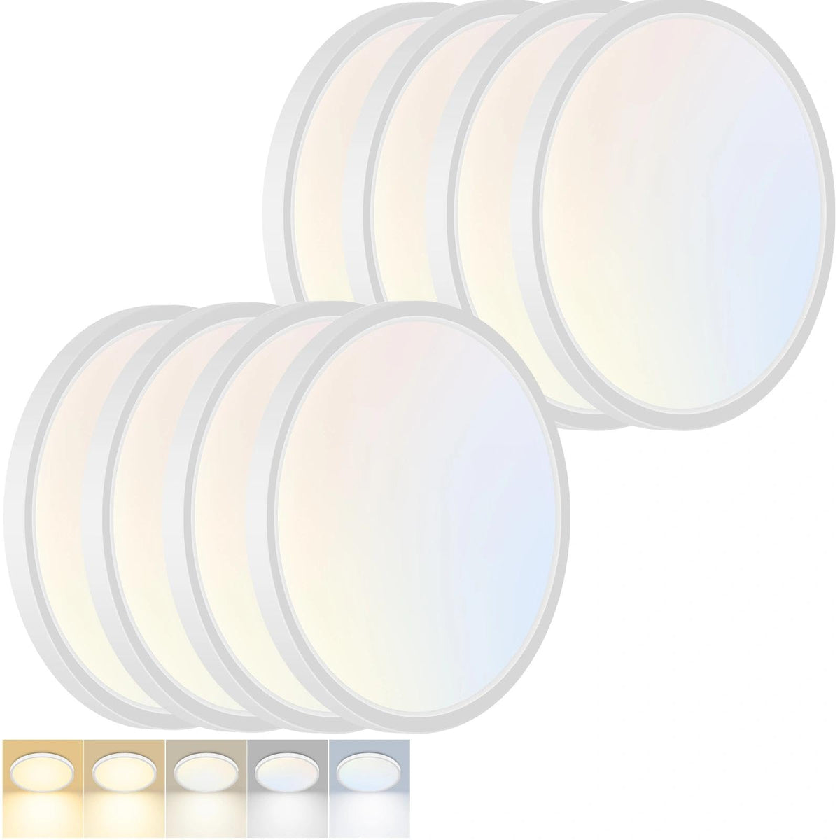 2Pack 12Inch LED Flush Mount Ceiling Light 5 Color Temperatures | 3000K/3500K/4000K/5000K/6500K 24W Black LED Ceiling Light Fixture for Bathroom Closet Kitchen Bedroom Hallway Porch Pantry